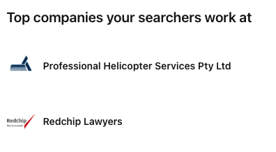LinkedIn screenshot for a Sea World Helicopters data breach victim with search activity by Professional Helicopter Services Pty Ltd and Redchip Lawyers: How often your profile appeared in (LinkedIn) search results between June 28 - July 5 (2022).